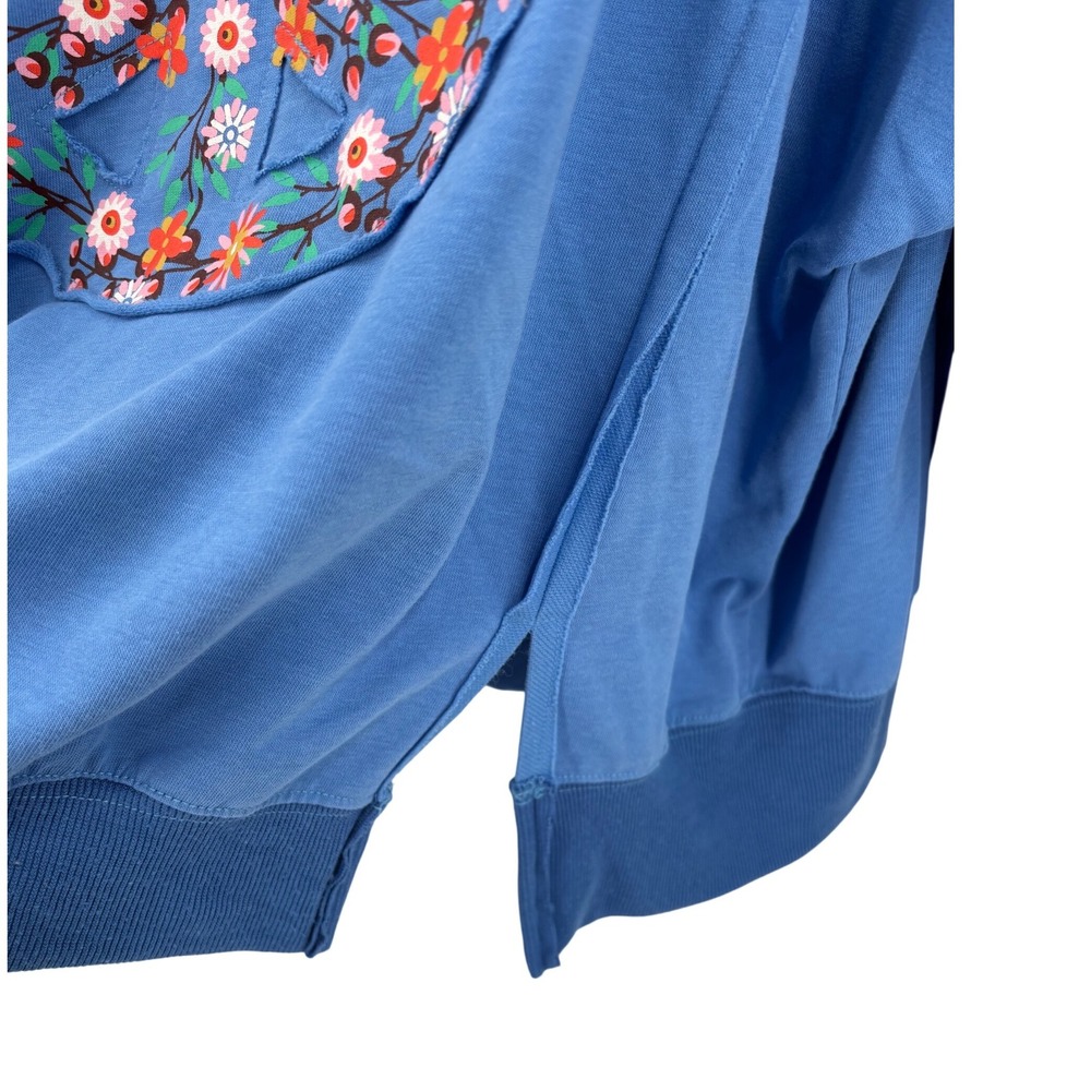 Easel  Blue‎ Floral Peace Sign Oversized Sweatshirt Women Large - Picture 4 of 7